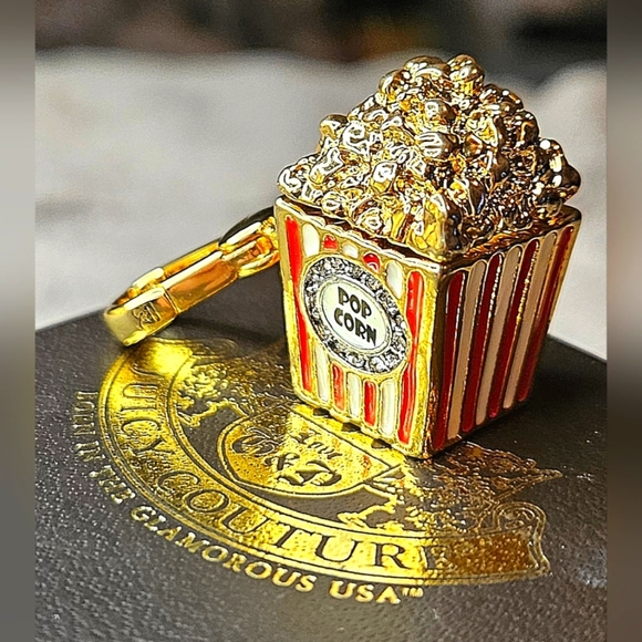 Juicy Couture Gold Red Striped Popcorn Charm Locket Opens Pop Corn Movies Snack - Picture 2 of 16